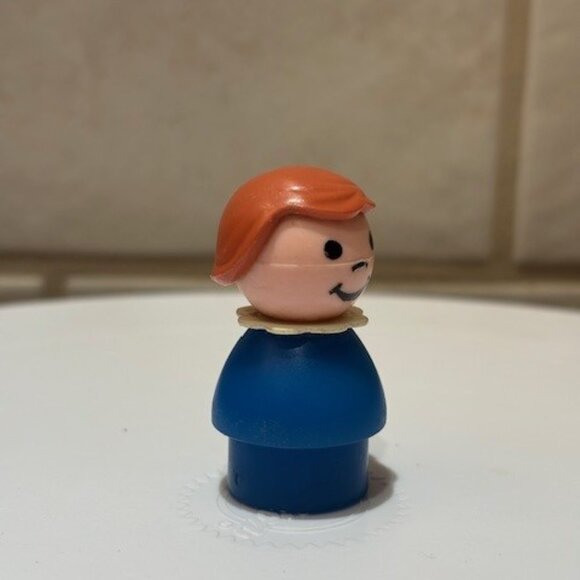 Vintage Fisher Price Little People Blue Dress Girl Brown Hair 1970s - Picture 3 of 7